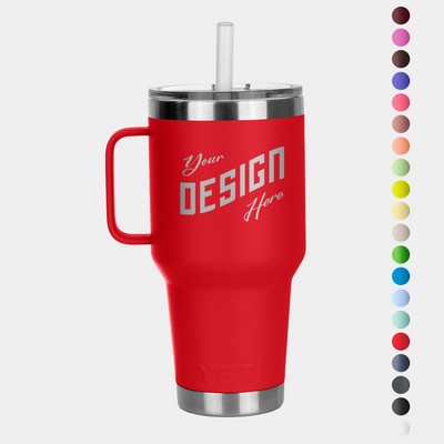 35 Oz YETI® Stainless Steel Insulated Travel Mug W/ Handle & Straw